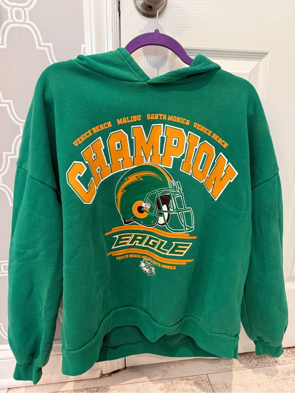 Edikted Green Hoodie with Yellow Graphic Champion Eagle